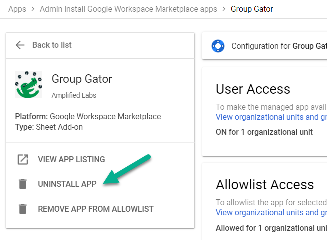 Uninstall Group Gator from the apps list