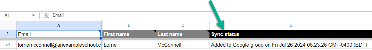 Verify changes in the sync status column
