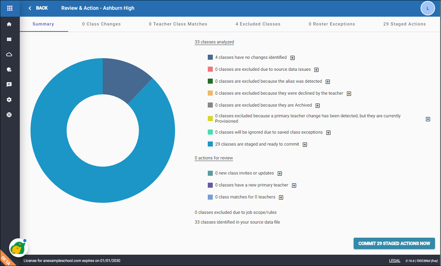 Review and Action Summary view