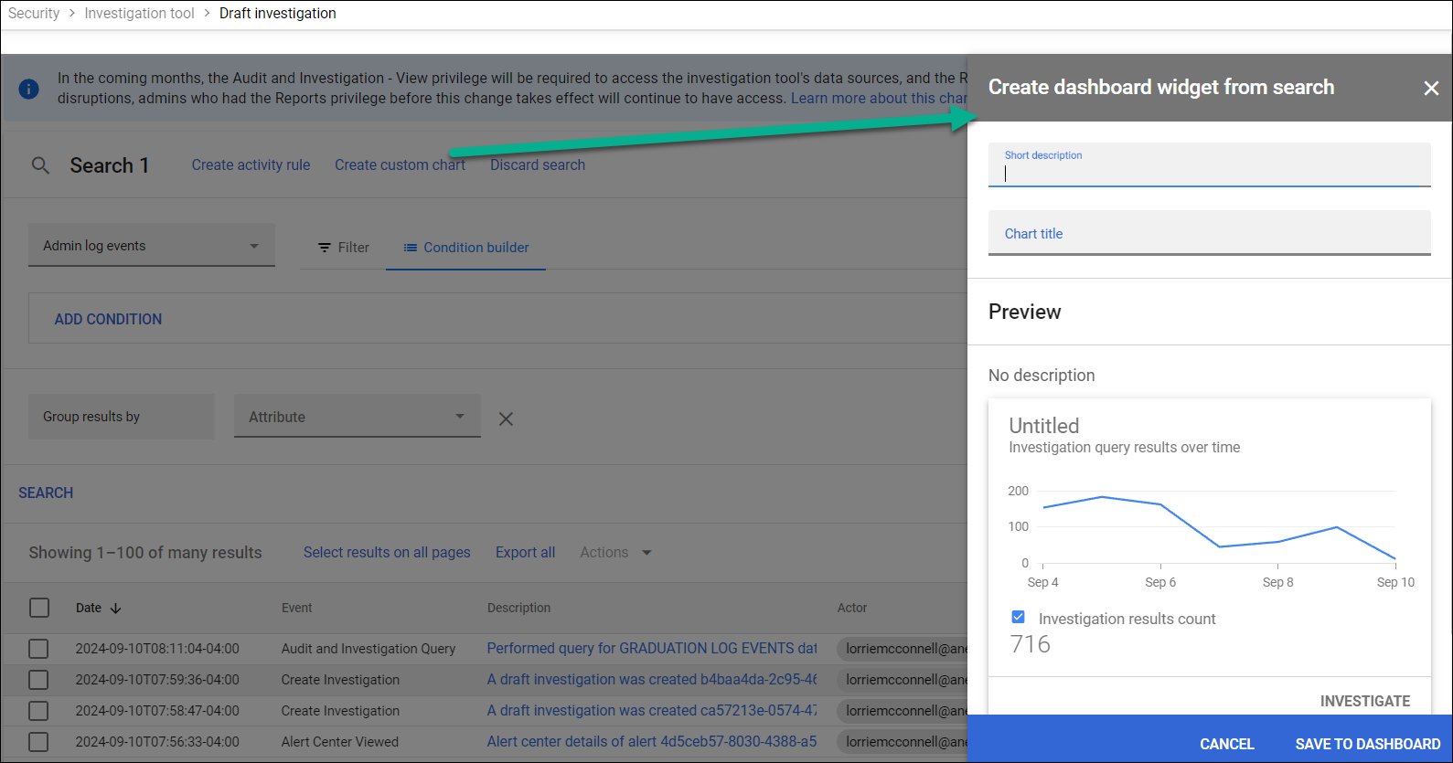 Create Dashboard Widget example