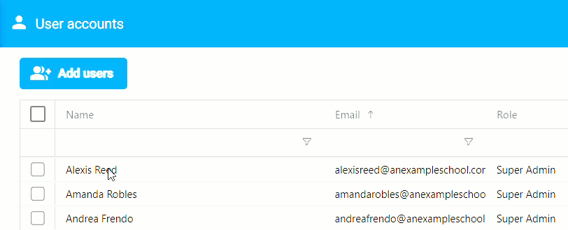 Right click menu to delete a user account example