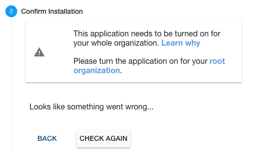 Turn on for whole organization message