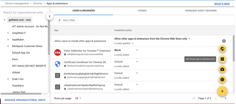Add Chrome app or extension by ID menu view