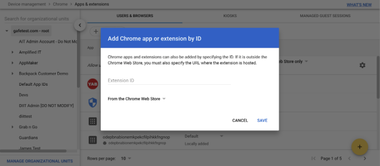 dd Chrome app or extension by ID pop-up