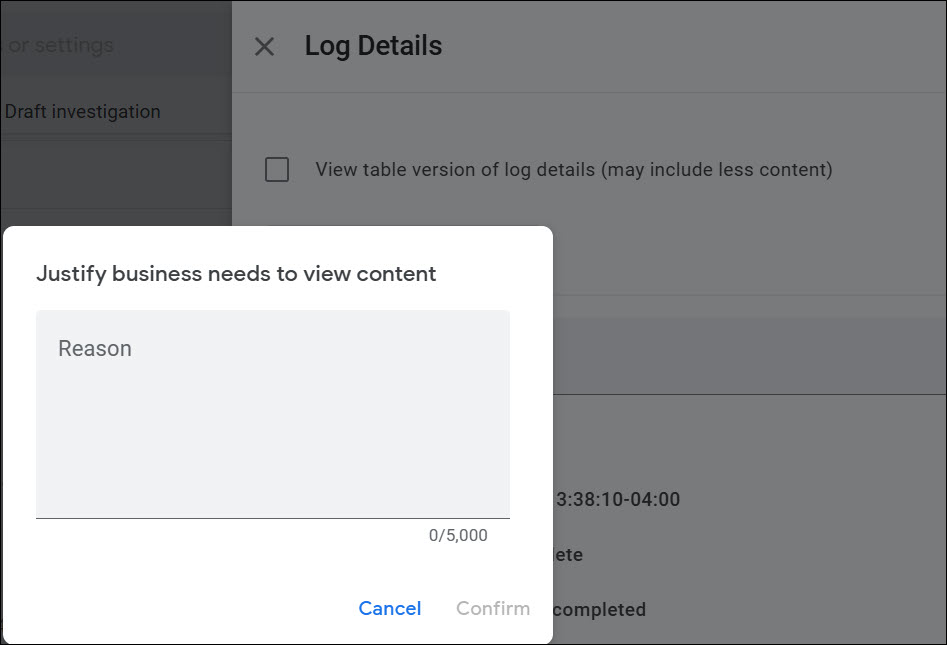 Popup to justify viewing content