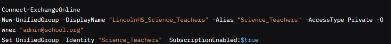 Example PowerShell Script for Creating a Microsoft 365 Group