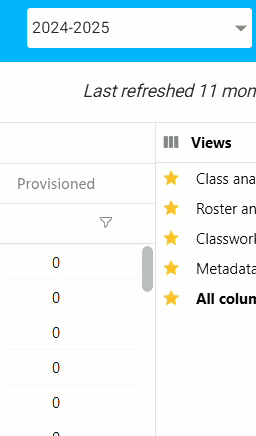 Teacher Analysis Timeframe selector