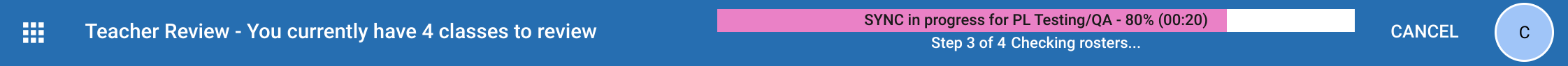 Scheduled action progress bar view