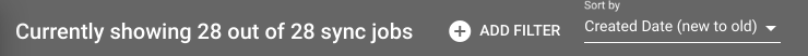 Sort Jobs drop-down view