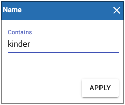 Filter by name popup