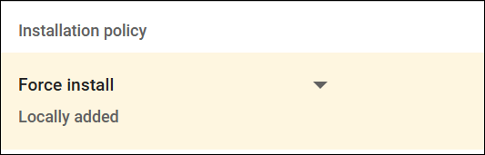 Force Install policy drop down options