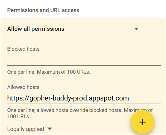 Allowed Permissions example
