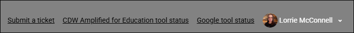 Top navigation bar showing a signed-in user with a profile avatar and name.