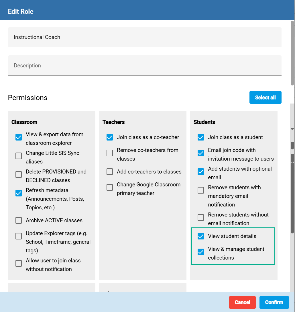 Collections Permissions location