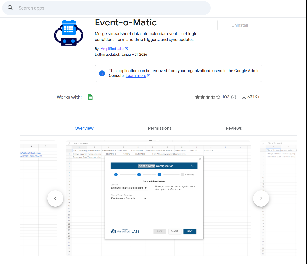 Install Event o matic From the Workspace Marketplace